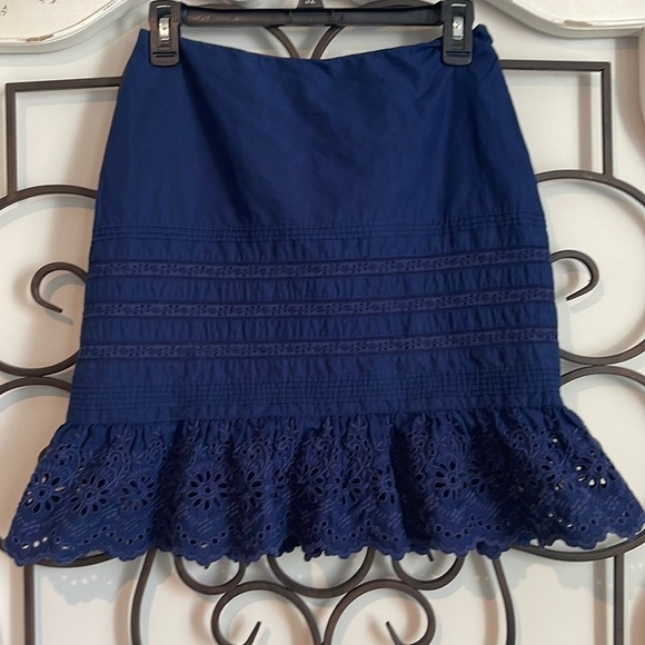 LAUREN RALPH LAUREN A-LINE EYELET MINI SKIRT NEVY BLUE SIZE 6 - Picture 1 of 11